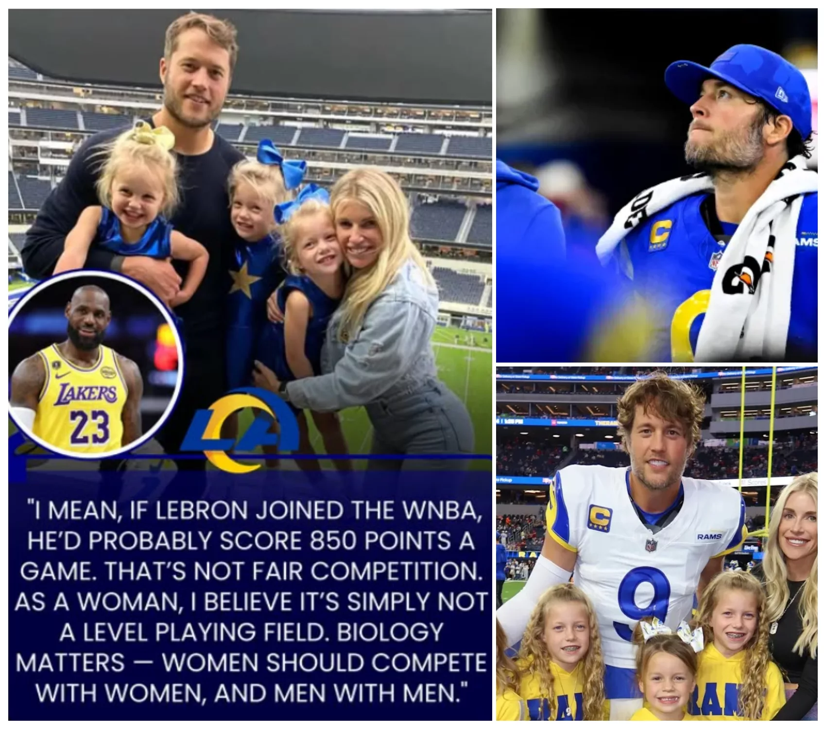 Cover Image for 🚨 BREAKING 🚨 Kelly Stafford is making headlines after sharing strong opinions on transgender athletes—sparking intense debate across the sports world. As the wife of Matthew Stafford and a mother of four daughters, her perspective is drawing both support and criticism. Some fans applaud her for speaking out, while others argue the issue is far more complex than it seems. Either way, the conversation is heating up fast. 👀 👉 What exactly did she say—and why is everyone talking about it? Read more below!