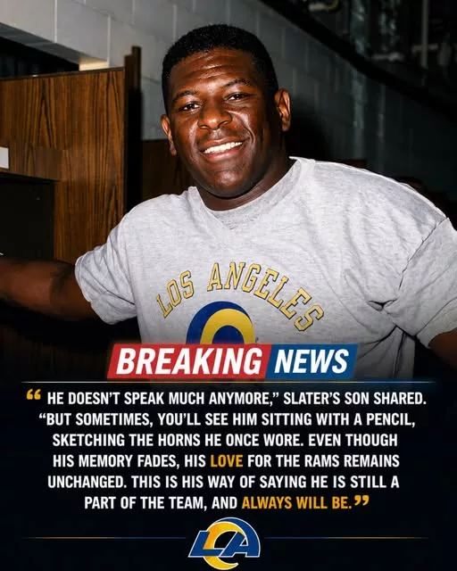 Cover Image for 💔 A heartbreaking update from the Los Angeles Rams family… A Hall of Fame legend is now battling dementia, leaving him unable to communicate — yet one powerful habit remains 😢 Even in silence, he continues to draw the iconic Rams horns… the same symbol he wore with pride throughout his career. It’s a moment that speaks louder than words — about loyalty, identity, and a bond that never fades. 👉 Read more to honor his legacy and the emotional story behind this powerful image.