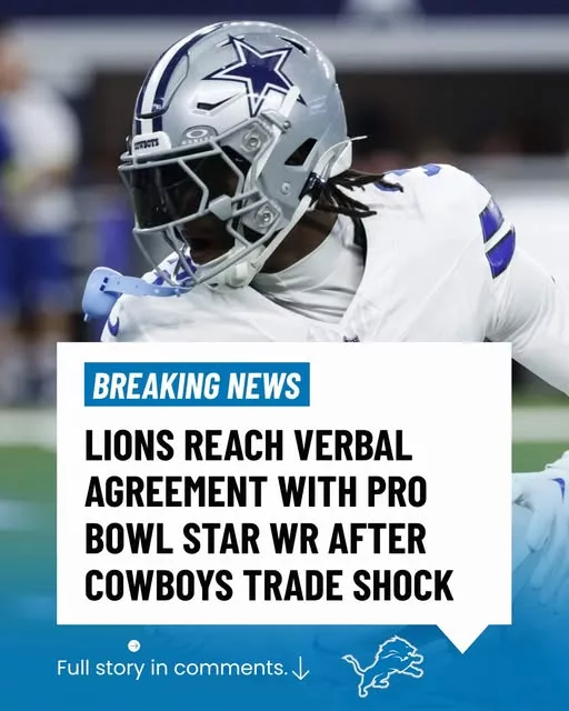 Cover Image for 🦁🚨BREAKING: Just days after the shocking Cowboys trade drama, the Detroit Lions have reportedly reached a verbal agreement with a Pro Bowl wide receiver — and fans are already calling this a potential Super Bowl-changing move 😳 League insiders say Detroit moved FAST behind the scenes after the unexpected situation in Dallas created a rare opportunity to add another elite weapon to the offense 👀 If the deal becomes official, the Lions could suddenly have one of the most explosive receiving groups in the entire NFC alongside their already dangerous offensive core 🔥 Now fans everywhere are asking the same question: Did Brad Holmes just pull off another masterclass move while the rest of the league was distracted? 👇 Full details on the mystery Pro Bowl WR linked to Detroit and why this could completely change the Lions’ championship chances.