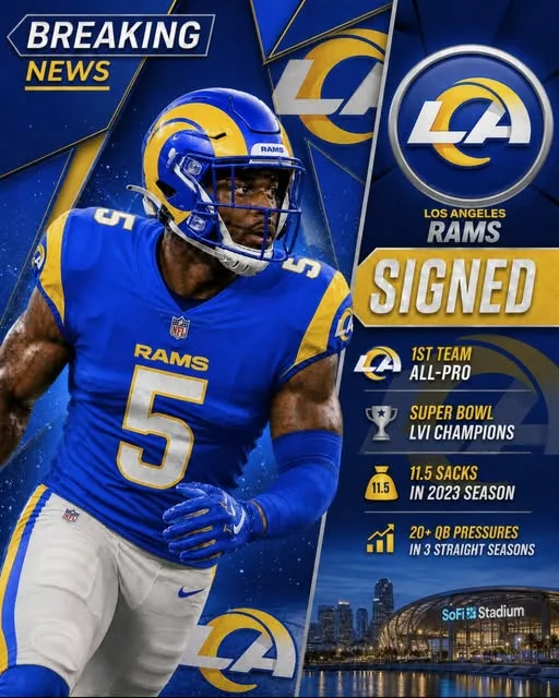 Cover Image for 🚨 BREAKING: BIG MOVE LOADING IN LA 🚨  Adam Schefter just dropped a bombshell — the Los Angeles Rams are closing in on a deal for a dominant 15-sack pass rusher, reportedly worth around $12 million. 💰  If this gets finalized, it’s not just a signing… it’s a statement. The Rams are sending a clear message to the entire NFC West: they’re coming back aggressive.  After questions about their defense, this move could instantly change everything — pressure, identity, and playoff hopes.  👀 Now the big question: who is the mystery star about to land in LA?  👉 Full details and name reveal will shock fans… stay tuned!