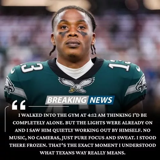 Cover Image for 4:12 AM. No noise, no crowd — just the bright gym lights and one figure putting in work alone. Inside the NovaCare Complex, Dontayvion Wicks experienced a moment he’ll never forget — watching an Eagles superstar quietly pushing himself beyond the limit. No cameras, no spotlight… just pure discipline. That’s when it hit him: the “Eagles Way” isn’t something you talk about — it’s what you do when nobody’s watching. The moment has already made waves inside the building… and it might just change Wicks’ entire journey in Philadelphia. 👀 👉 The full story behind this powerful moment will surprise you…