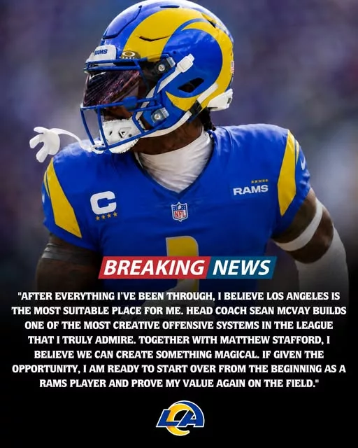 Cover Image for 🚨 SHOCKING RETURN STORY ROCKS THE NFL 🚨 Just hours after being released, a 4x Pro Bowl superstar WR has already made headlines — and his next move could change everything. 👀 Instead of staying quiet, he’s boldly set his sights on the Los Angeles Rams, believing this is the place that can help him rebuild not just his career… but his reputation. Sources say this isn’t just about football — it’s about redemption, discipline, and proving he still belongs at the highest level. 💪 If the Rams take the chance, this could become one of the most talked-about comeback stories in years. 👉 The full story behind his decision will leave fans stunned…