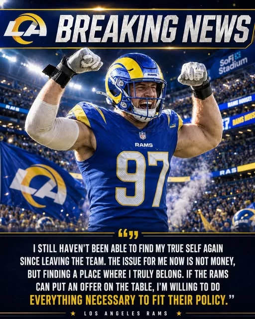 Cover Image for 🚨 A FORMER NFL STAR MAY BE HEADED TO LOS ANGELES FOR ONE LAST RUN 🚨  A former 5-time Pro Bowl EDGE rusher — once feared across the league — is reportedly watching his market collapse after being passed over by multiple teams. Now, sources say he wants to join the Los Angeles Rams and is even willing to take a major pay cut just to become part of their aggressive win-now defense. 😳🔥  The veteran reportedly believes Los Angeles offers his best chance to revive his career and chase another championship before time runs out.  Fans are already debating whether this could become the steal of the offseason… or a desperate gamble. 👀  👉 The identity of the former All-Pro pass rusher has NFL fans talking nonstop…