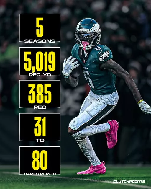 Cover Image for 🦅 If you built the “Perfect Eagle” in a lab… you might end up with DeVonta Smith 💚  No drama. No excuses. Just elite route-running, clutch catches, and nonstop work behind the scenes.  Since arriving in Philly, the “Slim Reaper” has quietly become the heartbeat of the Philadelphia Eagles offense — delivering yet another 1,000-yard season while proving he shines brightest under pressure 👀  But what makes Eagles fans love him most isn’t just the stats. It’s the toughness. The humility. The professionalism. Even Nick Sirianni reportedly calls him “a pro in every sense.”  In a city that demands grit and accountability, DeVonta Smith may truly be the standard.  👇 Full story on why many fans believe the Slim Reaper represents everything Philadelphia football is supposed to be.
