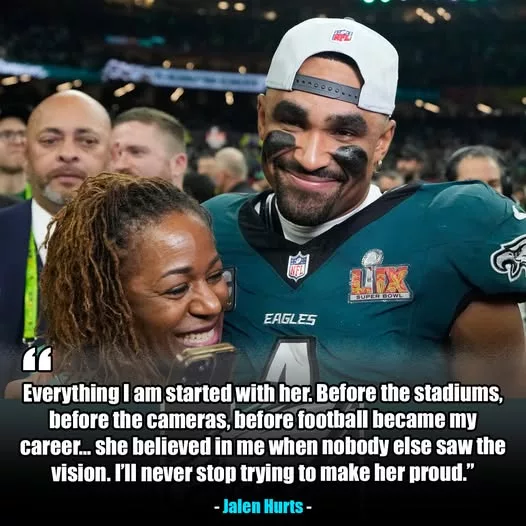 Cover Image for 💚HEARTWARMING: Jalen Hurts just reminded everyone why Eagles fans love him far beyond football 🥹  A surprise Mother’s Day moment involving the Philadelphia Eagles superstar and his mom has suddenly gone viral — and fans across social media are calling it one of the most emotional NFL moments of the offseason 👀  According to those who witnessed it, Hurts planned something deeply personal to honor the woman who helped guide him through every challenge of his journey to NFL stardom. The reaction from his mother reportedly left people in tears.  Fans are now praising Hurts not just as a franchise quarterback, but as a role model whose humility and loyalty continue to separate him from other stars ❤️  👇 Full story on the touching Mother’s Day surprise and why Eagles fans can’t stop talking about it.