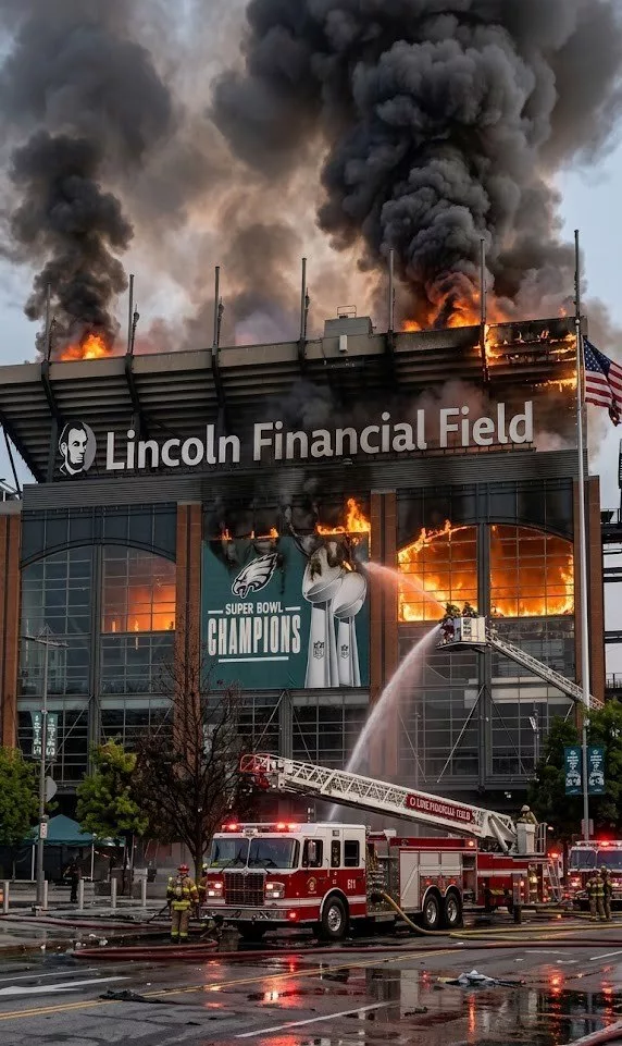 Cover Image for BREAKING: Lincoln Financial Field — Home of the Philadelphia Eagles ‘Actually On Fire’ — Thick Black Smoke Fills the Air, Firefighters Dispatched to the Scene [PHOTOS + VIDEO]