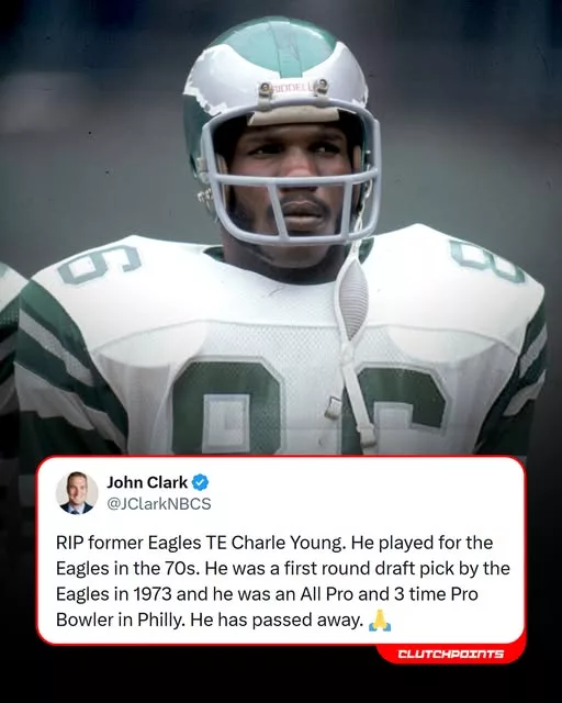 Cover Image for 🦅💔 Eagles Nation is mourning today. Deepest condolences are pouring in for the family, friends, and loved ones of former Charle Young — a respected figure whose impact on the game and connection to football will never be forgotten. Generations of fans remember his toughness, leadership, and dedication to the sport, while former teammates and supporters continue sharing heartfelt tributes honoring both the player and the man he was. Moments like these remind the football world that the bond between players, teams, and fans lasts far beyond the field. Rest in peace, Charle Young. Your legacy will continue to live on in the hearts of so many across the NFL community. 🙏 👇 Full story and tributes from across Eagles Nation following the heartbreaking news.