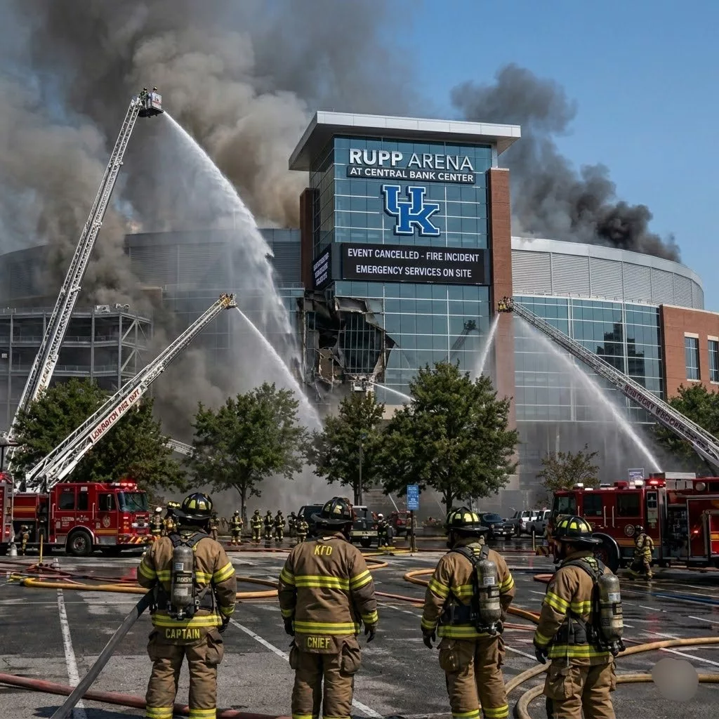 Cover Image for BREAKING: Rupp Arena — Home of the Kentucky Wildcats — “Actually On Fire” — Thick Black Smoke Fills the Air, Firefighters Dispatched to the Scene [PHOTOS + VIDEO]