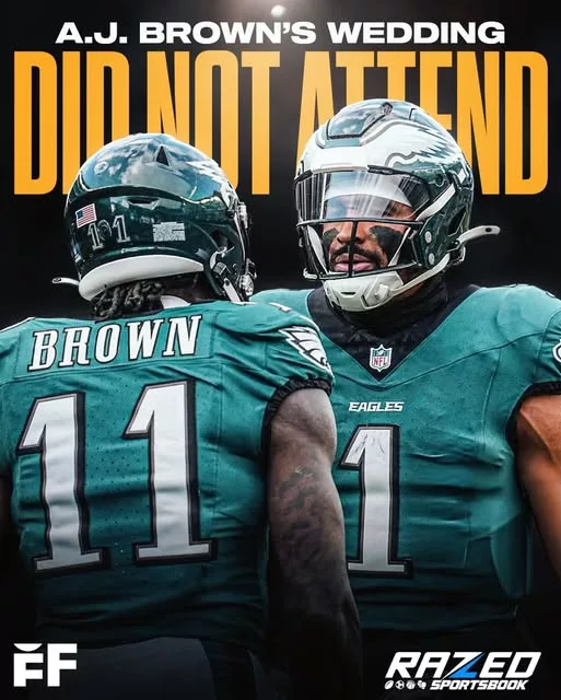 Cover Image for 🚨 Eagles fans are starting to seriously wonder if something has changed between Jalen Hurts and A.J. Brown… 👀🦅 Despite being lifelong friends and even the godfather to Brown’s daughter, Hurts was noticeably absent from A.J. Brown’s wedding at Montage Laguna Beach this past weekend. That alone raised eyebrows — but combined with the growing trade rumors surrounding Brown, fans are beginning to connect the dots. 😳 The two stars once looked inseparable. Hurts reportedly pushed hard for Philadelphia to trade for Brown years ago, and their chemistry helped power the Eagles into championship contention. But tensions reportedly started showing on the field last season, and now Brown has also been absent from offseason throwing sessions with Hurts and other Eagles receivers. Nothing has been confirmed publicly yet… but suddenly, the situation in Philly feels a lot more complicated than anyone expected.
