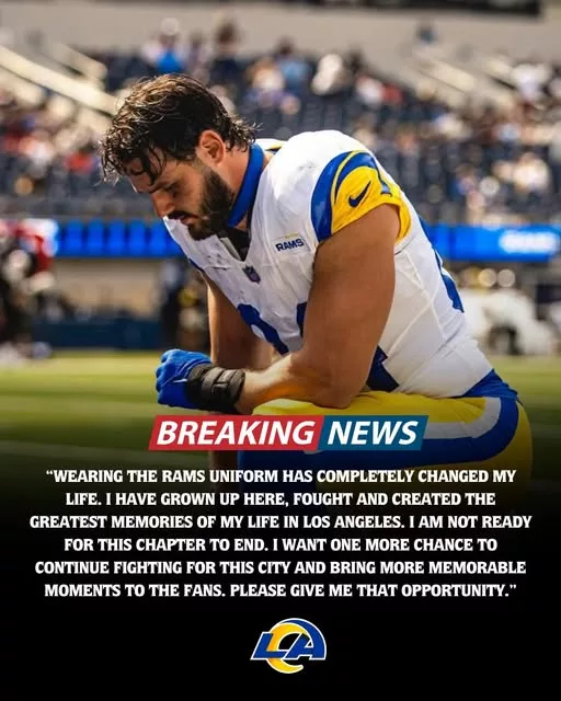 Cover Image for 🚨🐏 HEARTBREAK in Los Angeles 😢 Just THREE hours after being informed of his release, a former first-round draft star — coming off the BEST season of his entire career — reportedly sent an emotional message begging the Los Angeles Rams for one more chance 👀💔 Instead of blaming the organization, the veteran thanked teammates, coaches, and Rams fans for believing in him when many around the league had given up 🔥 Now fans across social media are asking the same question: How do you release a player RIGHT after his breakout season? 😳 Some insiders believe the emotional reaction inside Rams Nation has completely surprised the organization. 👇 Full story on the shocking release, the emotional message to Los Angeles, and why many fans are desperately hoping the Rams reverse course before it’s too late.