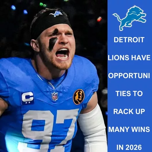Cover Image for 🦁👀 The Detroit Lions may have one of the MOST favorable paths to a huge season in 2026 — and fans are starting to realize just how promising this schedule really looks 😳🔥 From key home matchups to favorable stretches against rebuilding teams, Detroit suddenly has multiple opportunities to stack wins early and build serious momentum 💥 And that’s not all: ✔️ Fewer brutal travel stretches ✔️ Better timing against major contenders ✔️ Critical divisional games at ideal moments ✔️ A roster built specifically for physical late-season football 👊 Some analysts already believe the Lions could realistically challenge for the NFC’s top seed if they capitalize on this schedule advantage. Now fans everywhere are asking the same question: Is this finally the year Detroit takes complete control of the conference? 👀 👇 Full breakdown of the 4 biggest reasons the Lions’ 2026 schedule may set up PERFECTLY for a Super Bowl run.