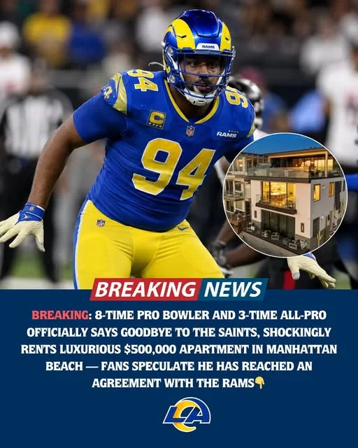 Cover Image for 🚨BREAKING: An 8-time Pro Bowler and 3-time All-Pro has officially said goodbye to the New Orleans Saints — and NFL fans are now convinced a blockbuster move to the Los Angeles Rams could already be in motion. 👀  The speculation exploded after reports surfaced that the superstar recently rented a luxurious $500,000 apartment in Manhattan Beach, just minutes from the Rams’ facilities. Social media immediately connected the dots, with fans believing Los Angeles may have quietly secured another major veteran addition.  If true, this could become one of the biggest late-offseason moves in the NFC — and insiders say there may already be behind-the-scenes conversations happening right now. 🔥