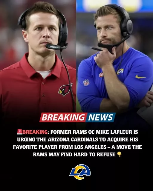 Cover Image for 🐏🚨 A fascinating NFC West storyline may be quietly developing behind the scenes… Former Rams offensive coordinator Mike LaFleur is reportedly pushing the Arizona Cardinals to pursue one of his favorite players from Los Angeles — and fans believe the Rams could soon face an extremely difficult decision. 👀🔥 Because this isn’t just any player. Sources suggest LaFleur views him as a perfect fit for Arizona’s offensive system, culture, and long-term vision around Kyler Murray. The problem for Rams fans? The potential trade package might actually be tempting enough for Los Angeles to seriously consider. 😳 Now speculation is exploding across social media as fans wonder whether the Rams would really send a trusted weapon to a division rival… or if this could become one of the most shocking NFC West moves of the offseason. 🏈💥