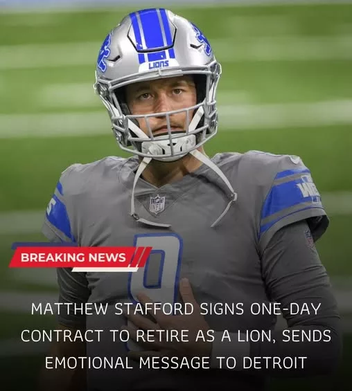 Cover Image for 🦁💙 Detroit fans may want tissues for this one… Rumors are exploding that Matthew Stafford could sign a one-day contract to officially retire as a Detroit Lion — and his emotional message to the city already has fans reflecting on one of the most complicated, loyal, and unforgettable eras in franchise history. 😢🏈 Even after winning a Super Bowl in Los Angeles, many Lions fans never forgot everything Stafford gave to Detroit during some of the toughest years the franchise endured. Through injuries, losing seasons, and constant pressure, he never stopped fighting for the city. Now, the possibility of Stafford coming home for one final Lions moment feels bigger than football for many supporters. 👀 For Detroit fans, this wouldn’t just be retirement news… it would feel like closure.