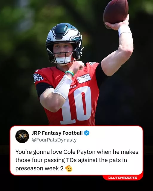 Cover Image for 🦅 Rookie alert in Philadelphia 👀 Cole Payton is already making a huge impression at Eagles rookie minicamp after reportedly dominating reps with his athleticism, versatility, and relentless energy. Coaches are said to love not only his dual-threat ability, but also his selfless, team-first mentality. 🔥🏈 The fifth-round pick may have entered camp without major headlines, but that’s changing fast. Some inside the organization already believe Payton could become a creative offensive weapon this season if he keeps developing at this pace. 😳 Did the Eagles quietly find one of the biggest steals of the 2026 NFL Draft? 💥
