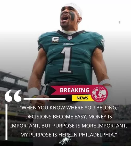 Cover Image for 🚨 JALEN HURTS JUST SHOCKED THE NFL 😳🦅  According to reports, Eagles superstar QB Jalen Hurts turned down a MASSIVE $80 million offer from an AFC powerhouse just to remain in Philadelphia. 💰🔥  In an era where players often chase the biggest paycheck possible, Hurts reportedly chose loyalty, unfinished business, and his belief in the Eagles organization over an enormous opportunity elsewhere. 👀  Fans across the league are already calling it one of the boldest statements by a franchise quarterback in recent years. And with Philadelphia still loaded with talent, Hurts clearly believes another championship run is coming soon. 🏆  But now everyone wants to know… which AFC team was desperate enough to make that offer? 🤯