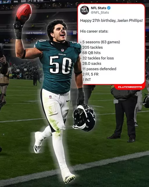 Cover Image for 🔥 Jaelan Phillips didn’t just play in Philadelphia — he brought pure chaos to opposing offenses every single week.  During his high-impact stretch with the Eagles, Phillips quickly became one of the emotional engines of the defense, attacking quarterbacks with relentless intensity and helping anchor one of the NFL’s nastiest front sevens. Coaches reportedly loved his energy, teammates fed off his aggression, and fans embraced the nonstop effort he brought every snap.  But what’s really making Eagles fans emotional now is the growing belief that his best football may still be ahead of him. Insiders say people inside the organization viewed Phillips as far more valuable than the stats alone could show.  Now the NFL world is starting to realize just how massive his impact truly was.