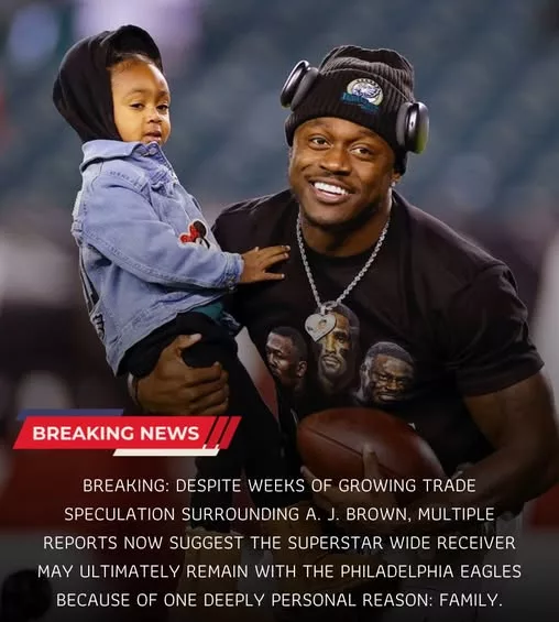 Cover Image for 🚨 A.J. BROWN TRADE RUMORS MAY HAVE JUST TAKEN A DRAMATIC TURN 🦅💚  After weeks of nonstop speculation about A.J. Brown’s future in Philadelphia, multiple reports now suggest the Eagles superstar could ultimately stay for one deeply personal reason: family. 👀  While blockbuster trade rumors continued to spread across the NFL, insiders now believe Brown’s strong connection to his loved ones, teammates, and life in Philadelphia may outweigh even the biggest outside offers. ❤️  For Eagles fans, this feels far bigger than football. Brown has become one of the emotional leaders of the locker room and a major reason the Eagles remain one of the NFC’s most dangerous teams. 🔥  Now everyone is wondering whether loyalty and family ties will be enough to finally silence the trade rumors once and for all… 🏈
