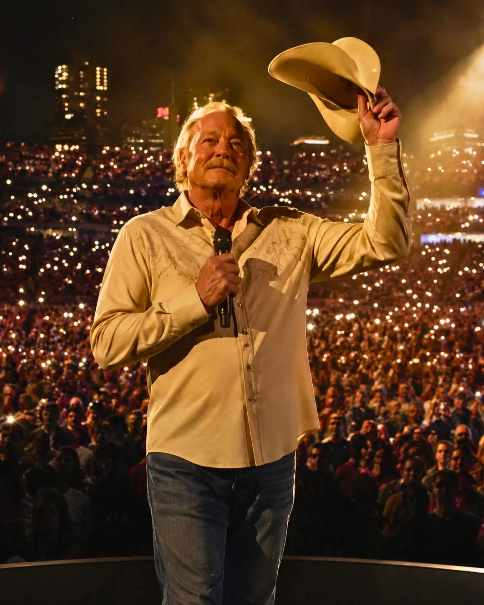 Cover Image for RIGHT NOW IN NASHVILLE, 55,000 PEOPLE AREN’T JUST HEARING ALAN JACKSON SING. THEY’RE WATCHING A PIECE OF THEIR OWN LIFE SAY GOODBYE.
