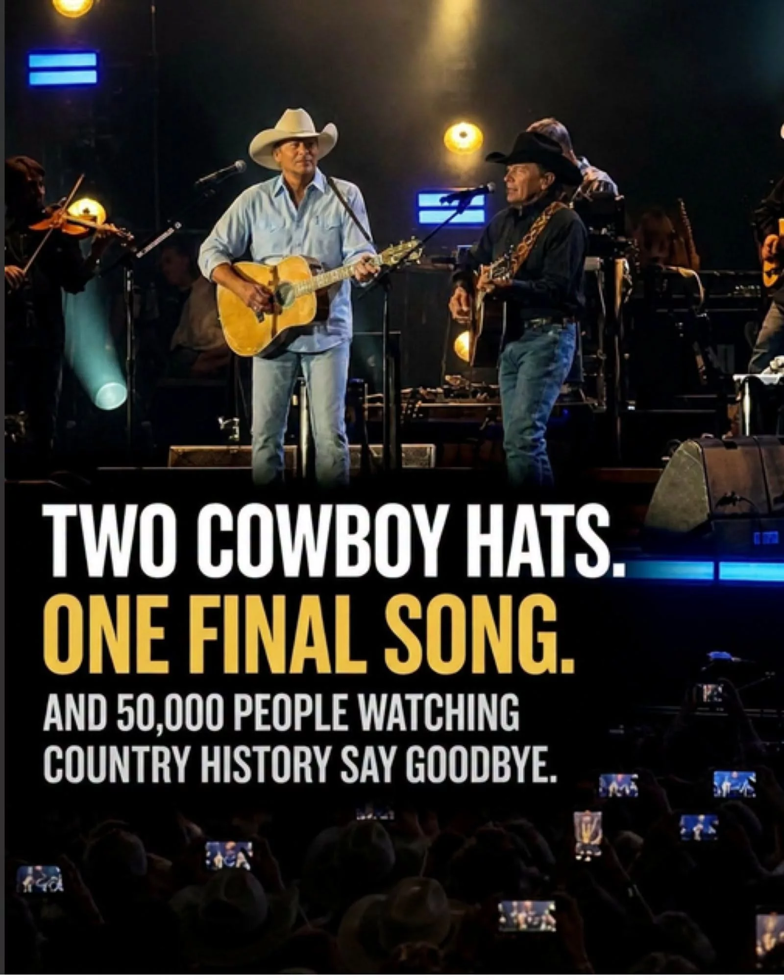Cover Image for GEORGE STRAIT DIDN’T COME OUT TO STEAL THE MOMENT. HE CAME OUT TO HELP ALAN JACKSON SAY GOODBYE.