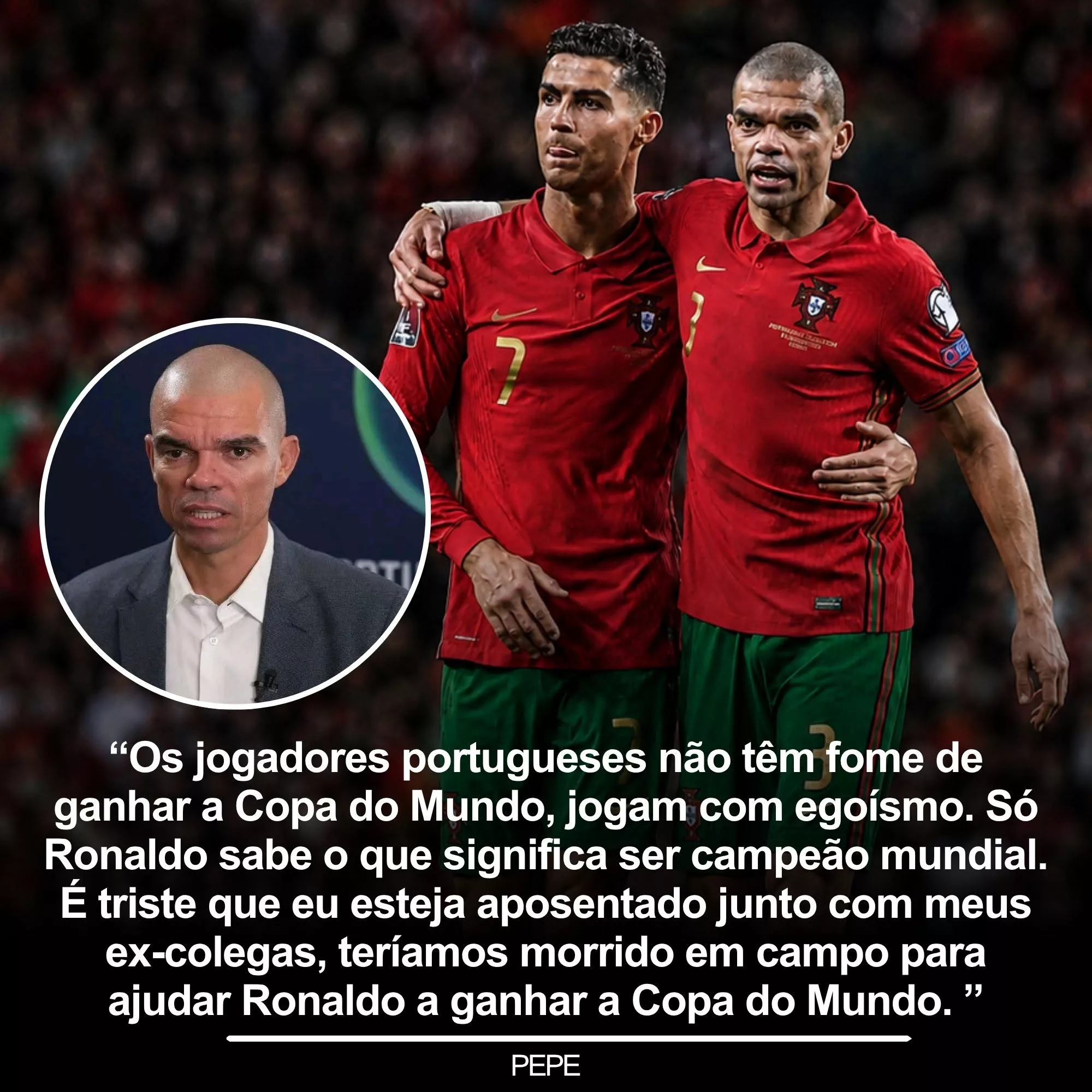 Cover Image for 🚨🇵🇹 Bastaram Apenas Cinco Palavras… A Mensagem de Pepe Sobre Cristiano Ronaldo Emocionou Portugal