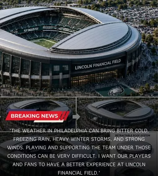 Cover Image for 🦅 BIG CHANGES COULD BE COMING TO LINCOLN FINANCIAL FIELD! 🦅  Reports suggest Eagles owner Jeffrey Lurie has submitted a massive $149 million plan to add a movable dome system to Lincoln Financial Field, with one major goal in mind: creating a better environment for players while preserving the stadium’s iconic atmosphere.  If approved, the project could dramatically change game-day conditions, helping protect players from extreme weather while potentially enhancing the fan experience as well. The proposal is already generating strong reactions among Eagles fans, with some calling it a visionary investment and others wondering whether outdoor football should remain untouched.  One thing is certain: this would be one of the biggest stadium upgrades in franchise history.  👀 Would you support a movable dome at Lincoln Financial Field, or should Eagles football stay outdoors forever?