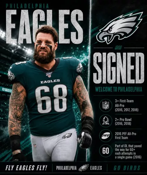 Cover Image for 🦅 BOMBSHELL IN PHILADELPHIA! 🦅  The Eagles are reportedly being linked to a massive 6-foot-7, 324-pound offensive lineman, and the thought alone has fans dreaming about what this could mean for Jalen Hurts and the offense.  Philadelphia has built its identity around dominating the trenches, and adding another “human wall” to an already talented offensive line could make life even easier for Hurts, Saquon Barkley, and the entire offense. With defenses already struggling to contain the Eagles’ weapons, an elite protector up front could be the final piece that keeps the unit among the NFL’s most dangerous.  👀 Is Howie Roseman preparing another masterstroke, or is this just offseason speculation? Either way, Eagles fans are paying very close attention to this developing story.  🔥 Would this be the perfect move for Philadelphia?