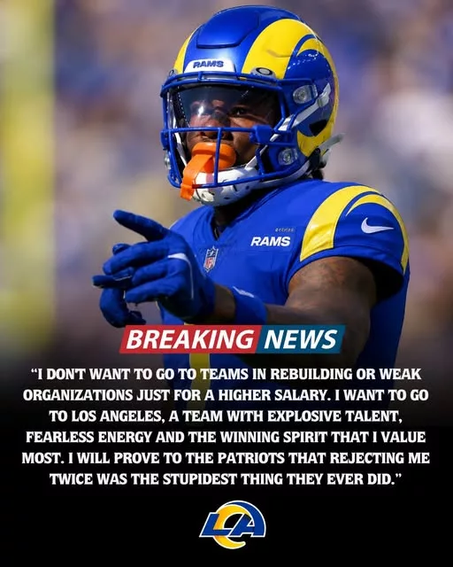 Cover Image for 🚨 NFL DRAMA ALERT! 🚨  Just hours after a potential reunion with the New England Patriots reportedly fell apart, an All-Pro superstar with more than 10,000 career receiving yards is suddenly being linked to the Los Angeles Rams—and fans are already imagining what could happen next.  What’s fueling the speculation even more is the player’s reported motivation. According to the buzz, helping the Rams capture a Super Bowl would be the perfect response after being passed over by his former team.  Imagine adding a proven veteran playmaker to an offense already featuring Matthew Stafford, Puka Nacua, and a creative Sean McVay system. The possibilities are endless.  👀 Is Los Angeles about to pull off another blockbuster move? Or is this simply the latest offseason rumor taking over the NFL?  One thing is certain: Rams fans can’t stop talking about it.