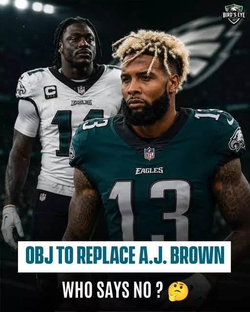 Cover Image for 🚨 OBJ TO PHILLY… AND AJ BROWN OUT?! 🚨  Now THAT is a scenario that has Eagles fans debating nonstop.  Imagine Odell Beckham Jr. walking into Philadelphia and joining an already talented offense. The star power would be undeniable. But replacing AJ Brown? That’s where things get complicated.  AJ has been the heartbeat of the Eagles’ passing attack, delivering big plays, physical dominance, and game-changing performances in the biggest moments. OBJ still brings experience, route-running, and playmaking ability, but could he truly fill the void left by one of the NFL’s elite receivers?  Some fans love the idea. Others believe moving on from AJ would be a massive mistake.  One thing is certain: if a move like this ever happened, it would instantly become one of the most controversial decisions in Eagles history.  🦅 Eagles Nation, are you taking OBJ over AJ Brown? Or is this a conversation that should never even happen?