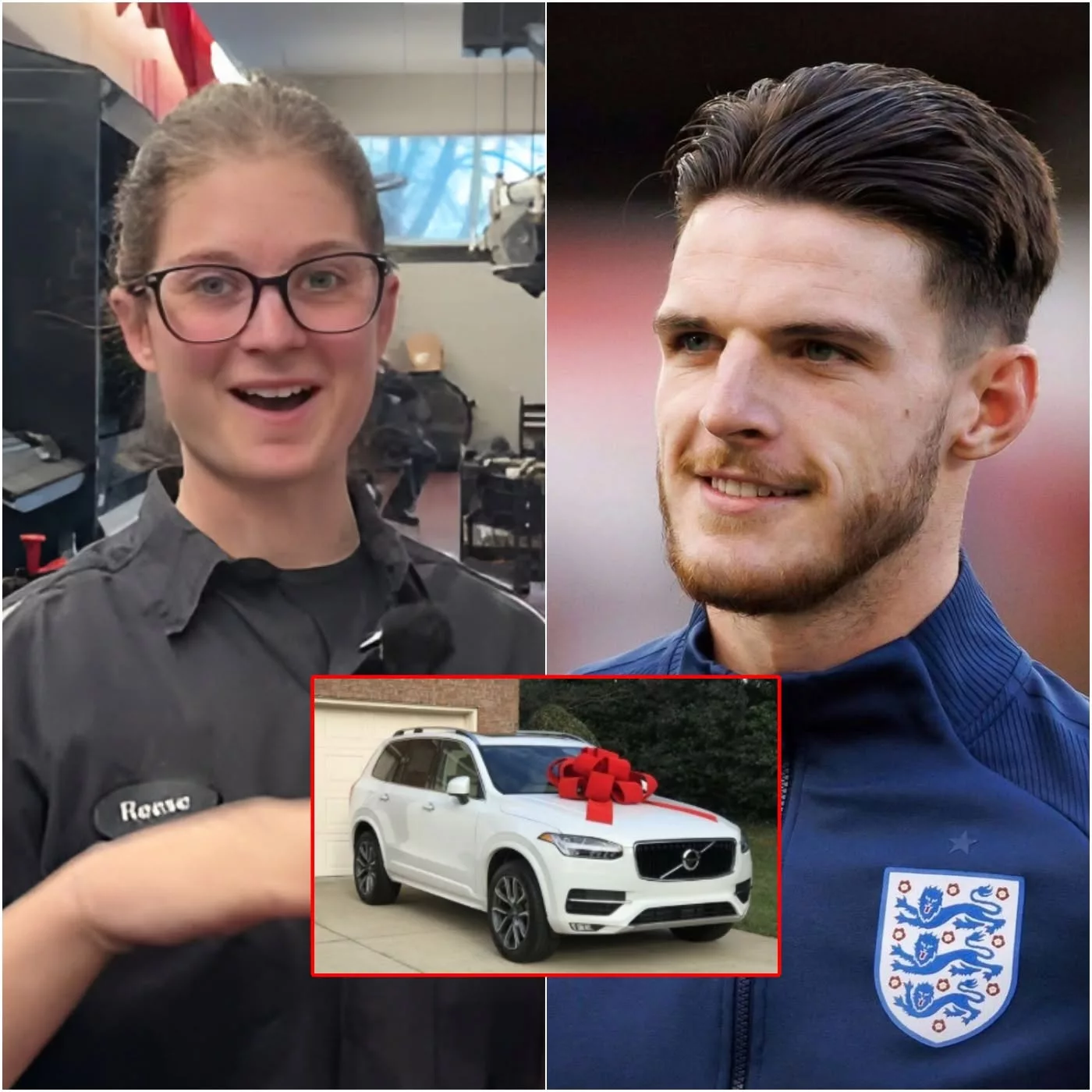 Cover Image for A quiet cleaner at Wembley Stadium stepped in to help England midfielder Declan Rice after an incident late at night — and the very next day, he personally turned up at her home to give her a gift!