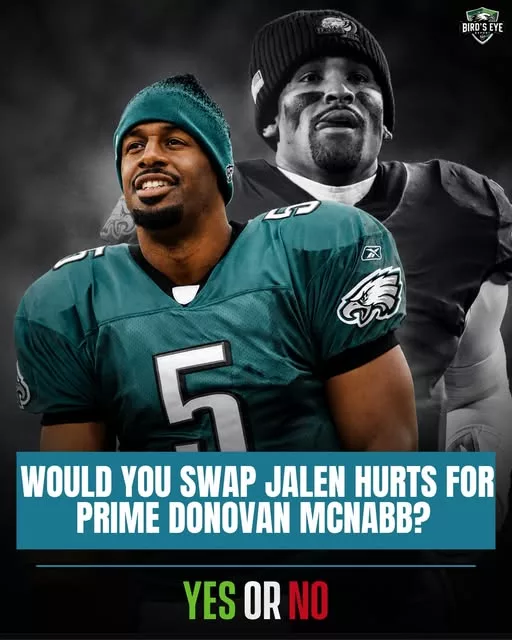 Cover Image for 🦅 EAGLES NATION, THIS ONE IS TOUGH… 👀  If you could choose only ONE quarterback to lead the Philadelphia Eagles, who are you taking?  💚 Jalen Hurts 🦅 Donovan McNabb  McNabb was the face of the franchise for over a decade, leading Philadelphia to multiple NFC Championship Games and a Super Bowl appearance while becoming one of the most accomplished quarterbacks in team history.  Hurts, meanwhile, has already delivered unforgettable playoff moments, a Super Bowl appearance, and has become the heartbeat of a new era of Eagles football.  Different generations. Different styles. Same goal: winning.  So who gets your vote? The legendary Eagles icon who defined the 2000s, or the modern superstar leading Philadelphia’s championship dreams today?  👇 Drop your pick and tell Eagles Nation why!
