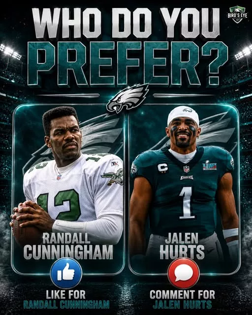 Cover Image for 🦅 EAGLES FANS, THIS IS A GENERATIONAL DEBATE! 🦅  👍 LIKE for Randall Cunningham  💬 COMMENT for Jalen Hurts  Who is the greatest Eagles quarterback you’ve ever watched?  Randall Cunningham was ahead of his time—an electrifying playmaker who changed the way people viewed the quarterback position. His athleticism, arm strength, and ability to create magic out of nothing made him one of the most exciting players in NFL history.  Jalen Hurts, meanwhile, has become the face of a new era in Philadelphia. His leadership, toughness, playoff performances, and ability to deliver in the biggest moments have already earned him a special place in Eagles history.  Different eras. Different styles. Same goal: bringing glory to Philadelphia.  🔥 Are you taking the legendary trailblazer or the modern-day superstar?  Drop your choice below and tell us why! 👇🦅