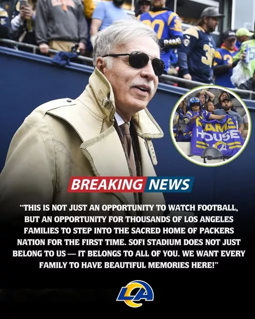 Cover Image for 🐏❤️ INCREDIBLE NEWS FOR RAMS FANS AND FAMILIES ❤️🐏  In an announcement that is generating excitement across Los Angeles, Stan Kroenke and the Rams have reportedly unveiled a special $5 Ticket Day initiative at SoFi Stadium, opening the doors for thousands of low-income families who may never have had the opportunity to attend an NFL game in person.  For many children, this could be their first chance to experience the energy, excitement, and unforgettable atmosphere of a Rams game live.  Fans are calling it more than just a ticket promotion—they’re calling it a statement about community, inclusion, and giving back.  🏟️ Sometimes the biggest wins don’t happen on the field.  👀 Could this become one of the most memorable fan-focused initiatives in modern NFL history? Share your thoughts below!
