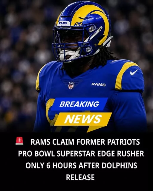 Cover Image for 🚨 BREAKING: Just hours after being released by the Miami Dolphins, a former Patriots superstar has reportedly found a new home — and it’s with the Los Angeles Rams. The 4-time Pro Bowler, Super Bowl champion, and one of the most feared edge rushers of his era isn’t staying unemployed for long. In a move that caught many NFL fans by surprise, the Rams wasted no time bringing in the veteran pass-rusher, hoping his experience and playmaking ability can help elevate an already promising defense. For years, offensive coordinators across the AFC had to game-plan specifically for him. Now, he’ll have a chance to make an impact in Los Angeles and potentially mentor the Rams’ young defensive stars. Who is the veteran defender? Why did Miami move on so suddenly? And what could his arrival mean for the Rams’ playoff hopes? The full story has Rams fans buzzing. 👀🔥👇