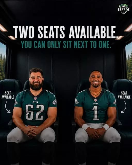 Cover Image for 🦅 You can only sit next to ONE person on the Eagles team bus… 🏈 Jason Kelce 🔥 Jalen Hurts This might be one of the toughest choices Eagles fans will ever have to make. On one side, you have Jason Kelce—the ultimate Philadelphia legend. A future Hall of Famer, Super Bowl champion, locker-room leader, and one of the most entertaining personalities the NFL has ever seen. You know the stories, jokes, and behind-the-scenes moments would be unforgettable. On the other side sits Jalen Hurts—the face of the franchise. Calm, focused, and driven. One conversation with him could reveal what it takes to lead a team, overcome criticism, and compete for championships year after year. So who gets your seat? Are you choosing wisdom, laughter, and legendary stories with Kelce? Or are you riding alongside the Eagles’ superstar quarterback to learn the mindset behind greatness? 👇 Drop your answer and tell us WHY. The debate is about to get heated!
