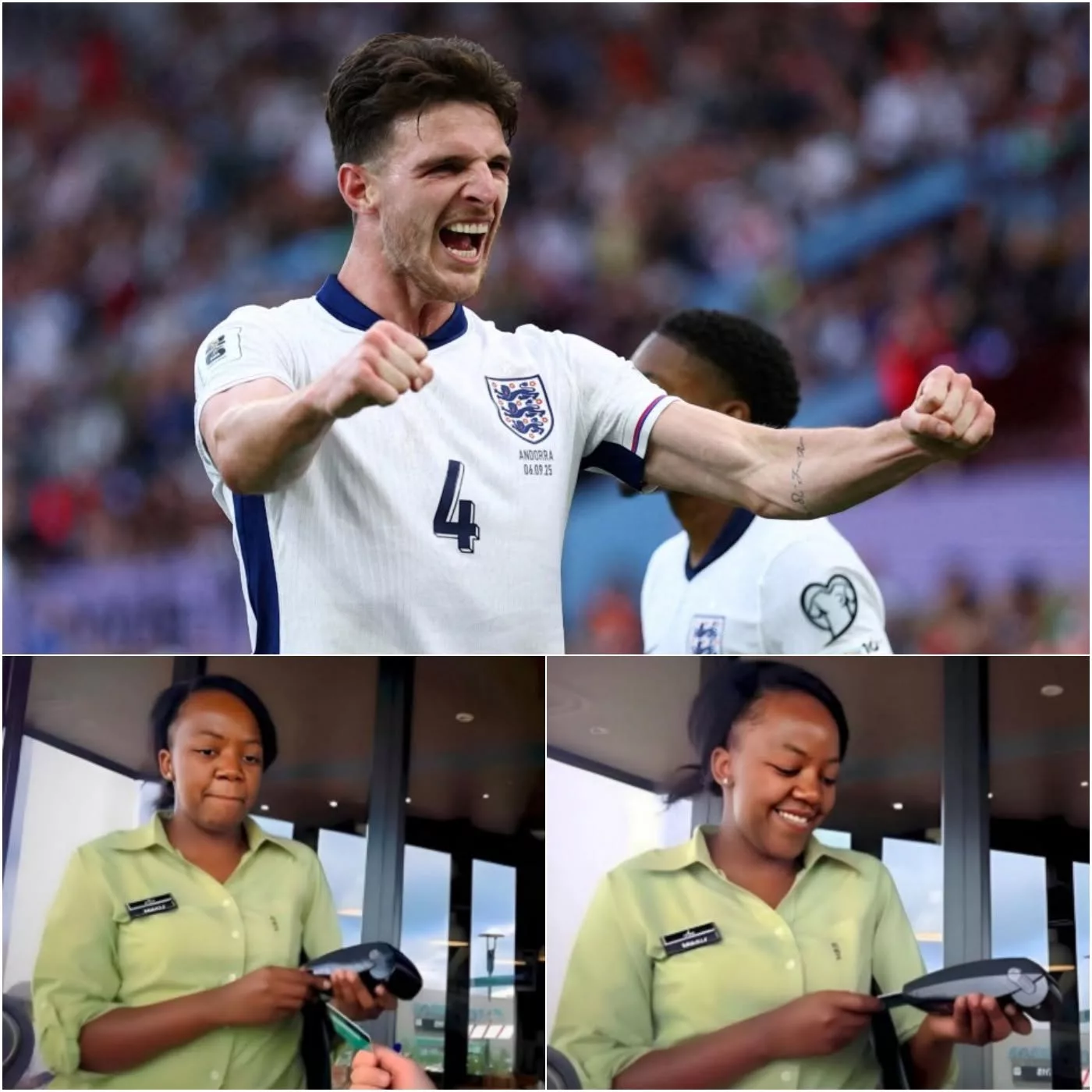 Cover Image for A Black waitress was fired for helping football star Declan Rice — but the very next day, she received the biggest surprise of her life