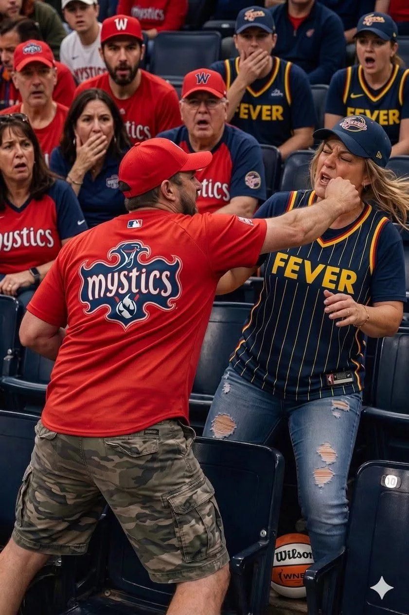 Cover Image for SHOCKING VIDEO: Washington Mystics fan hits Indiana Fever basketball fan in a violent brawl after the final whistle, with the final score: Washington Mystics 76–78 Indiana Fever in WNBA Commissioner’s Cup