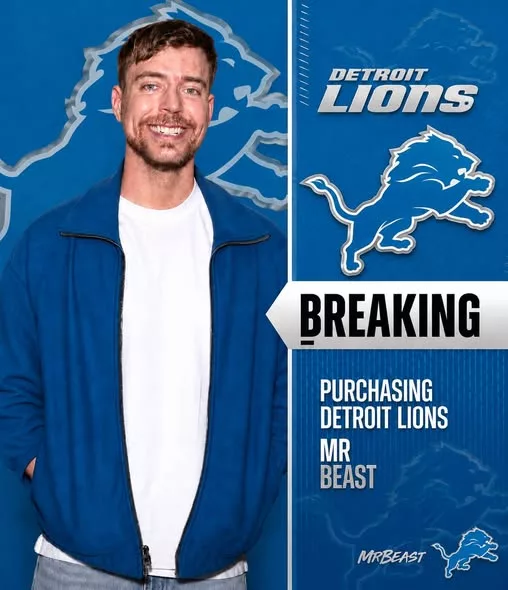 Cover Image for 🚨 BREAKING: One of the most surprising rumors of the NFL offseason is sending shockwaves through Detroit. Reports claim that Jimmy Donaldson, better known as MrBeast, is in discussions to acquire a 40% ownership stake in the Detroit Lions as part of a deal reportedly valued at $6.4 billion. If the reports are true, the world’s most influential content creator could soon become one of the most powerful figures in professional football. Backed by a group of anonymous investors, MrBeast’s potential involvement would bring unprecedented attention to a Lions franchise already viewed as a rising Super Bowl contender. Could this change the future of the organization both on and off the field? And what role would MrBeast actually play in team operations? 👀👇