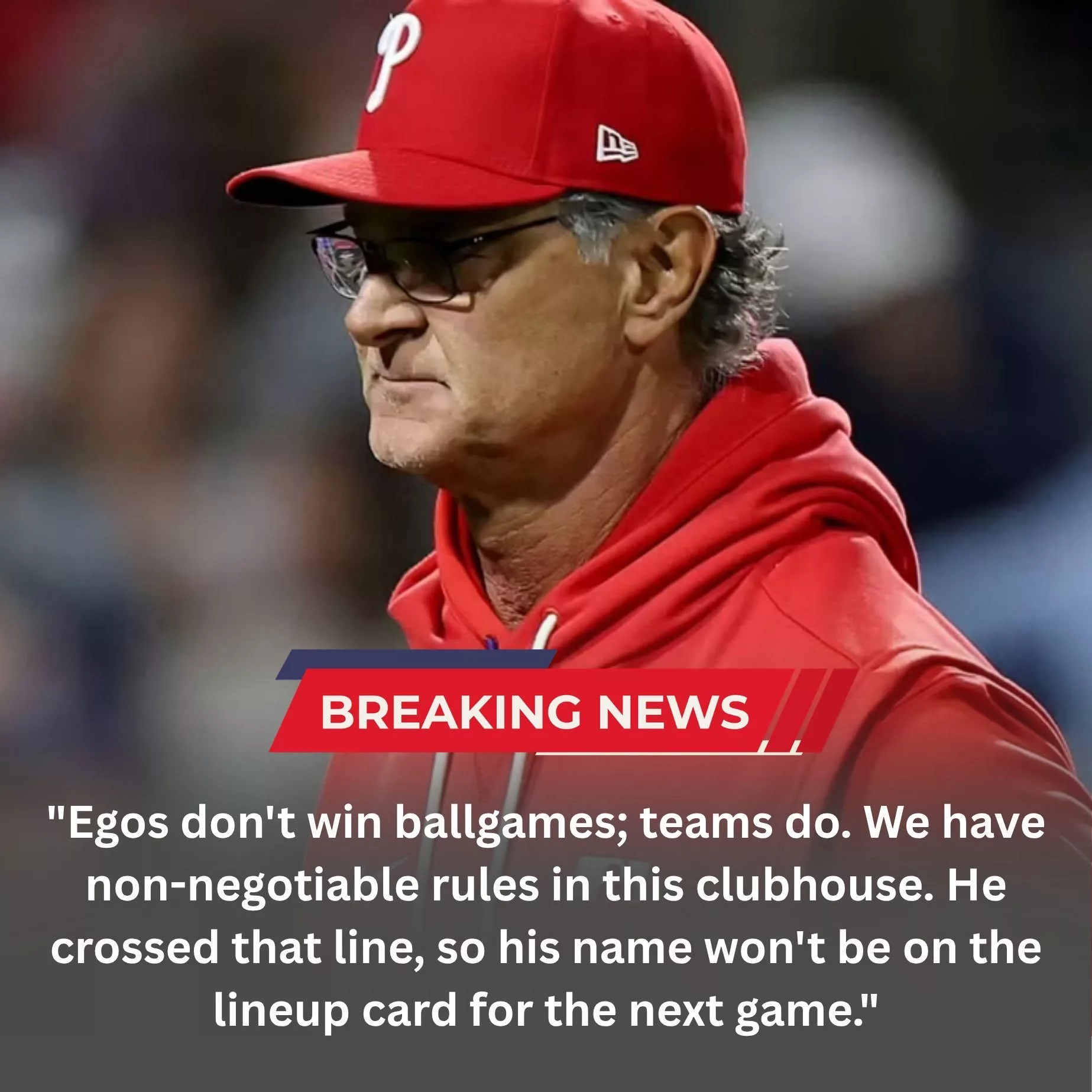 Cover Image for BREAKING NEWS – NO PLAYER IS BIGGER THAN THE TEAM: Following a tantrum during practice in which a player threw a baseball directly at a teammate’s face