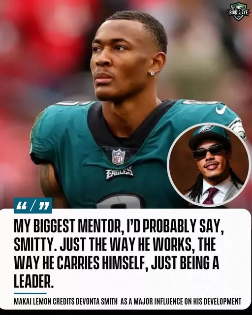 Cover Image for 🦅💯 Success doesn’t happen alone, and Makai Lemon isn’t afraid to acknowledge the people helping him grow.  According to Lemon, one player has had a bigger impact on his development than anyone else: DeVonta Smith. From leadership and professionalism to relentless work ethic, “Smitty” has reportedly set the standard every day, showing the young receiver what it truly takes to succeed at the highest level.  For a rising talent trying to carve out his own path, having a mentor like Smith could be invaluable. The lessons learned off the field may be just as important as the plays made on it.  👀 What exactly has Lemon learned from Smitty? And could that guidance help accelerate his rise in Philadelphia?  👇 Eagles fans are loving what they’re hearing about this growing connection.