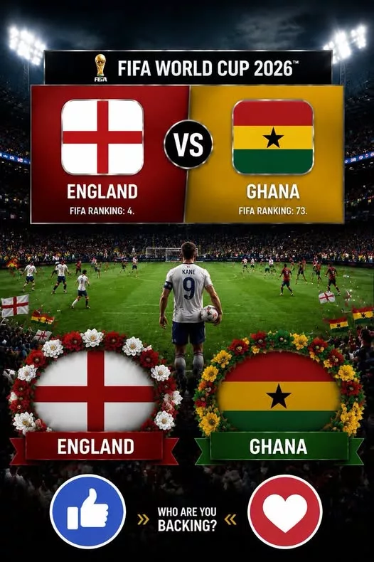 Cover Image for 🚨 TIME CHANGE: England vs Ghana The rivalry reignites! An epic clash of elite talent and unyielding spirit awaits. Every pitch matters. Legends will be made.