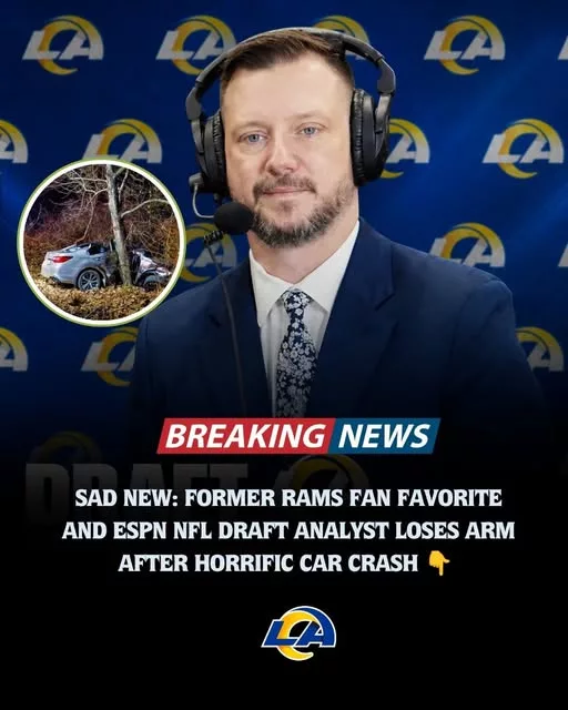 Cover Image for 💔🚨 SAD NEWS: A beloved former Rams player and familiar ESPN NFL Draft analyst is facing the toughest battle of his life.  Following a horrific car accident, he suffered devastating injuries that ultimately led doctors to amputate his left arm. The shocking news has sent waves of emotion throughout the NFL community, with fans, former teammates, and media colleagues expressing support for a man who has inspired football fans for years.  While the physical injuries are heartbreaking, what has amazed many is the courage, determination, and resilience he has shown throughout the recovery process. His story is quickly becoming one of perseverance in the face of unimaginable adversity.  🙏 The details of the accident and his incredible response afterward are leaving many fans emotional.  👇 Full story and the inspiring journey that has the football world talking are in the comments.