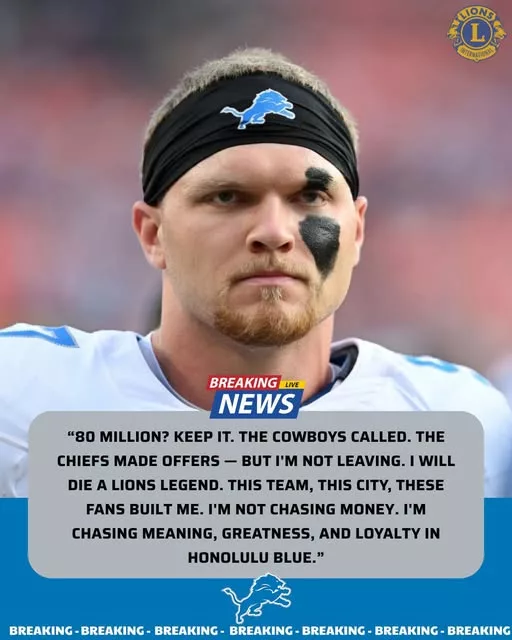 Cover Image for 🦁❤️ 80 MILLION DOLLARS? KEEP IT.  In a sports world where bigger contracts often change everything, Aidan Hutchinson is reportedly proving that some things still matter more than money. Despite rumors of massive interest and lucrative offers from powerhouse franchises like Dallas and Kansas City, the Lions superstar remains committed to Detroit and the city that embraced him from day one.  For fans, it’s another reminder of why Hutchinson has become much more than an elite pass rusher. He represents the grit, loyalty, and culture that have helped transform the Lions into a legitimate Super Bowl contender.  🔥 While others chase the biggest payday, Hutchinson appears focused on something bigger—bringing a championship to Detroit.  👇 Full story, fan reactions, and what this could mean for the Lions’ future are in the comments.
