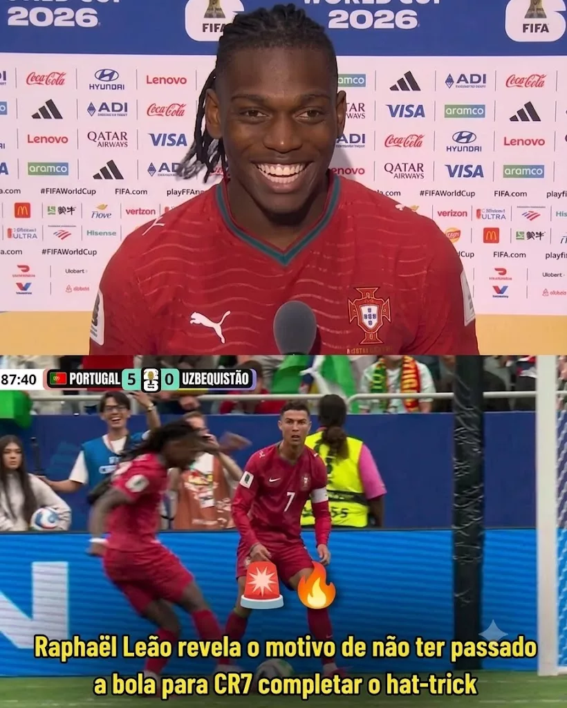Cover Image for Raphaël Leão revela o gesto de Cristiano Ronaldo após a goleada de Portugal e emociona os adeptos com 15 palavras inesquecíveis