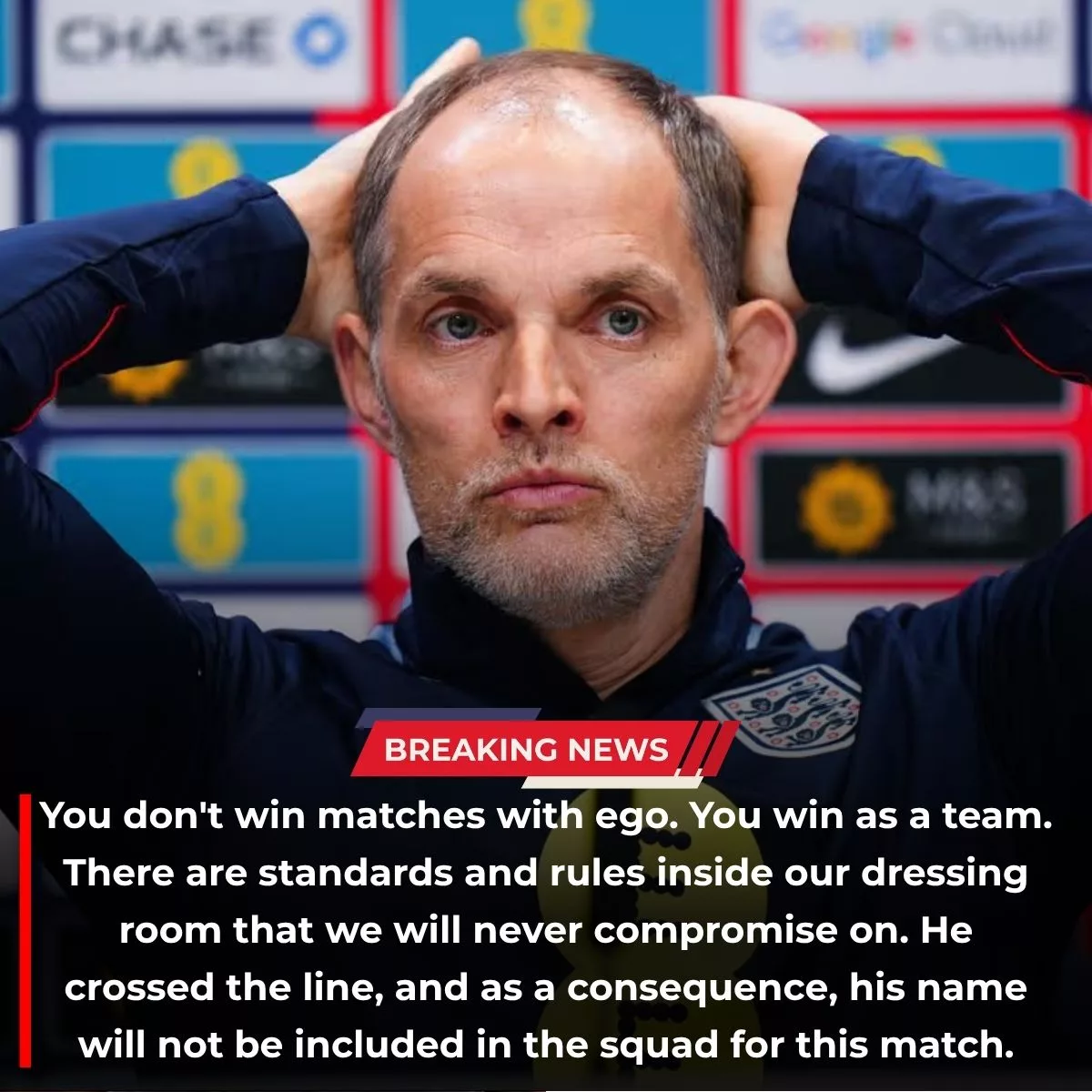 Cover Image for BREAKING NEWS – “NO PLAYER IS BIGGER THAN THE TEAM”: Tuchel Sends Powerful Message to England Squad Ahead of Croatia World Cup Clash