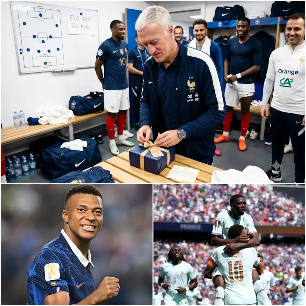 Cover Image for ⚽⚽UN BEAU GESTE : Didier Deschamps a ému et impressionné des millions de supporters. Il se serait rendu discrètement dans le vestiaire pour offrir un cadeau très significatif à un joueur qui a brillé lors du match contre la Norvège en phase de groupes de la Coupe du monde 2026.