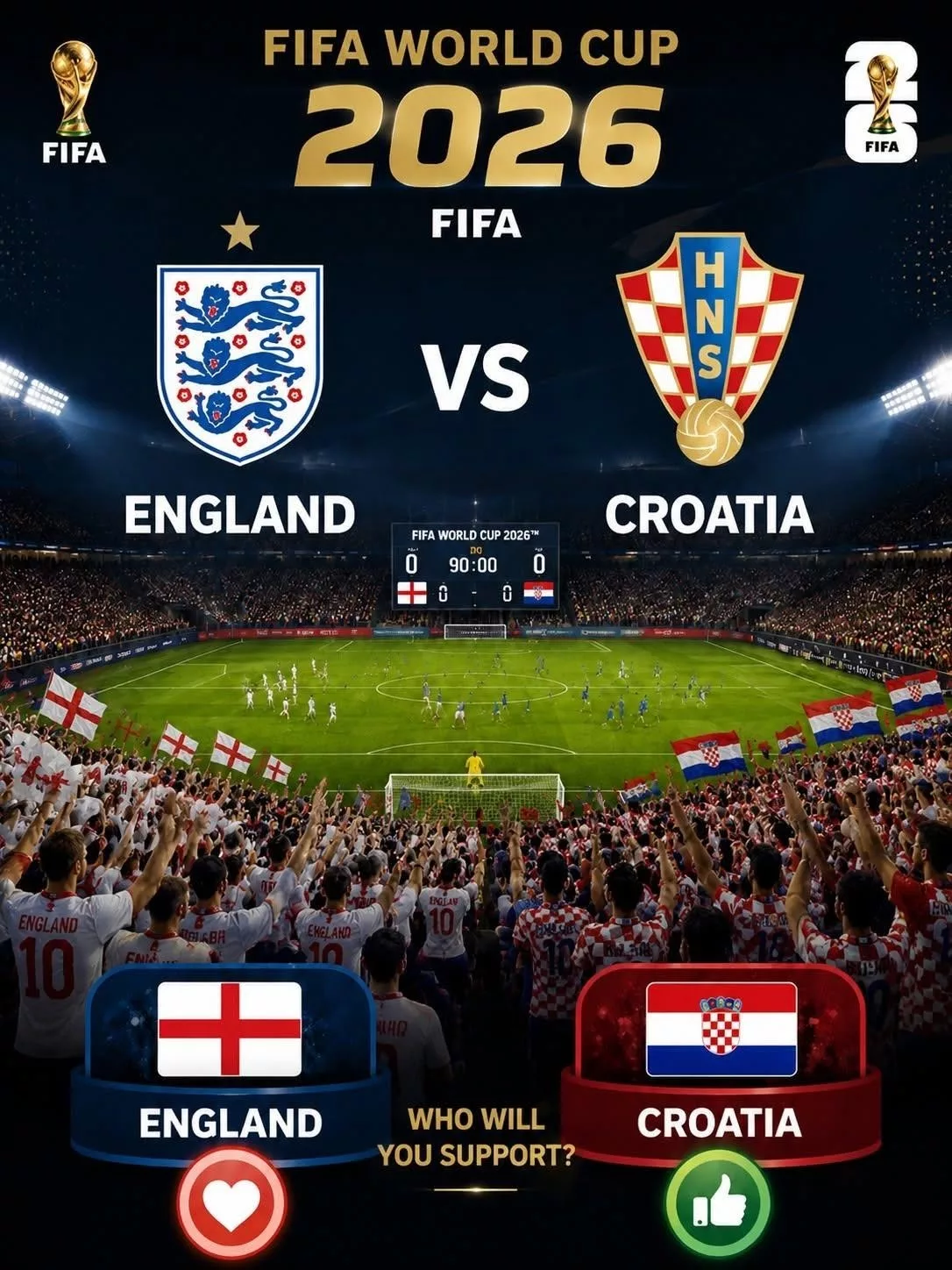 Cover Image for TIME CHANGE ANNOUNCEMENT: England vs Croatia World Cup 2026 Clash Receives New Kickoff Time as Anticipation Builds