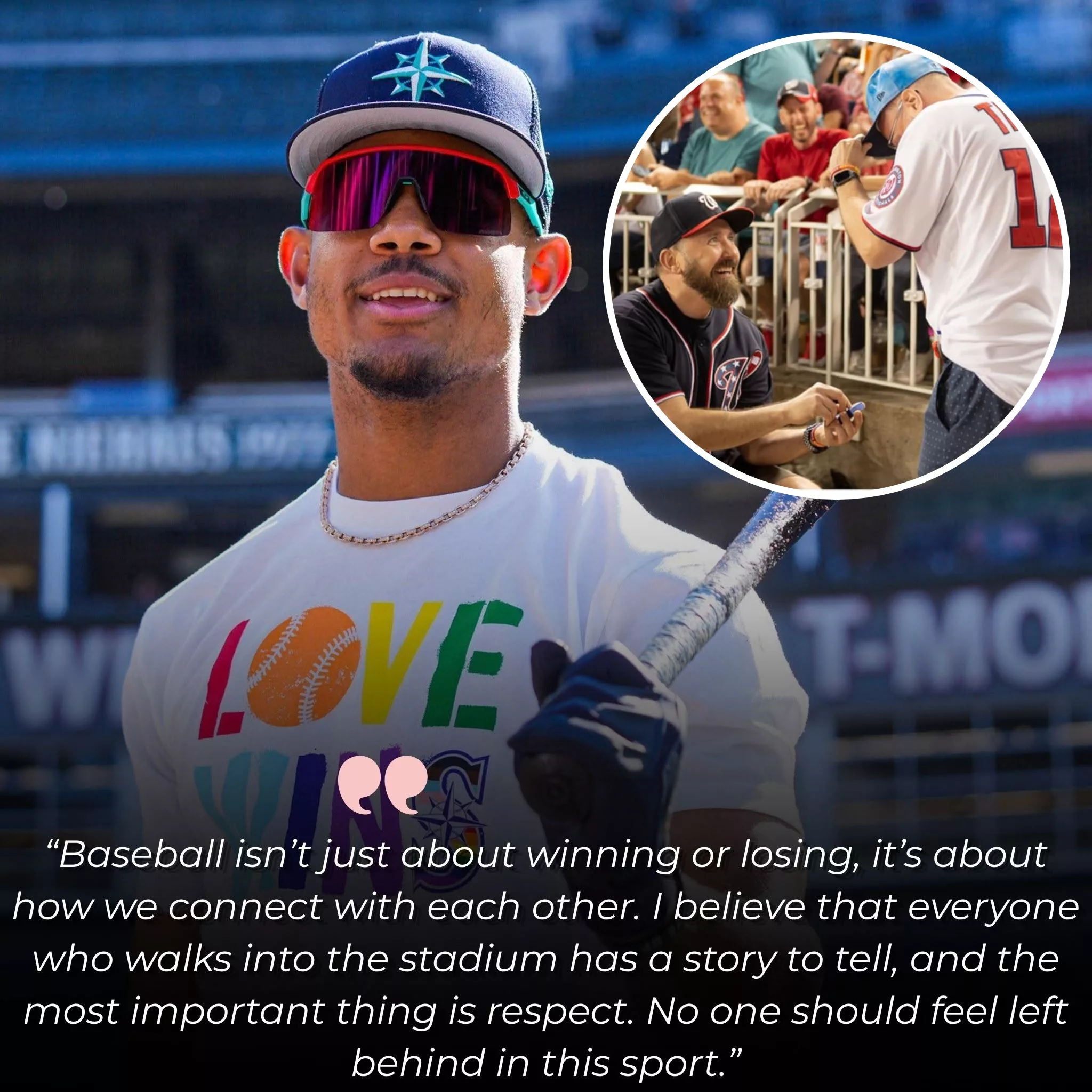 Cover Image for BREAKING: Julio Rodríguez Publicly Supports Pride Night and Pride Month – “Baseball Is About Connection, Everyone Deserves Respect”.