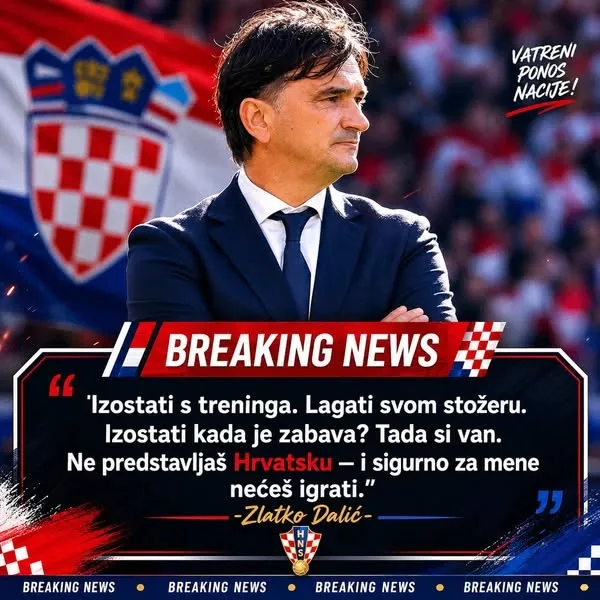 Cover Image for 🚨 IZVANREDNA VIJEST: Šok u hrvatskom nogometu — izbornik Zlatko Dalić suspendirao zvijezdu Vatrenih nakon noćnog izlaska!