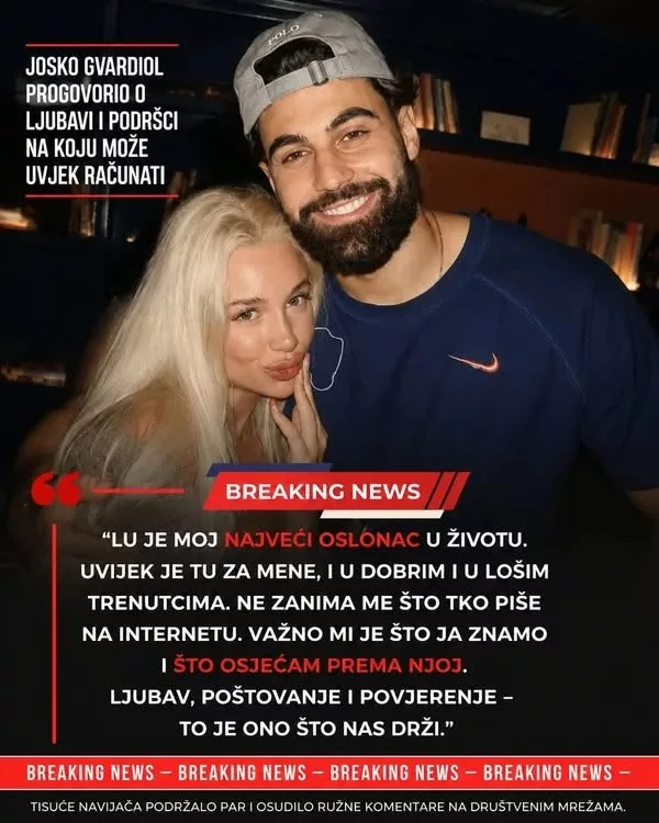 Cover Image for Joško Gvardiol, zvijezda hrvatske reprezentacije, emotivno se oglasio nakon što su se na društvenim mrežama pojavili brojni negativni komentari usmjereni prema njegovoj djevojci Lu Mastrovic, pokrenuvši veliku raspravu među navijačima diljem Hrvatske i Europe.